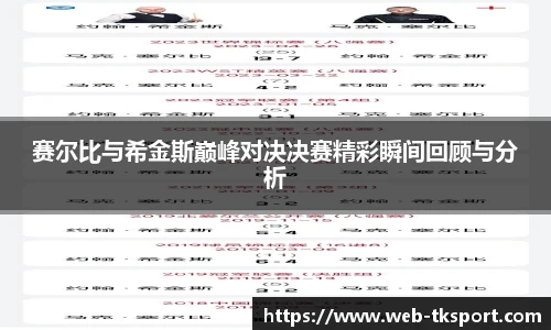 赛尔比与希金斯巅峰对决决赛精彩瞬间回顾与分析